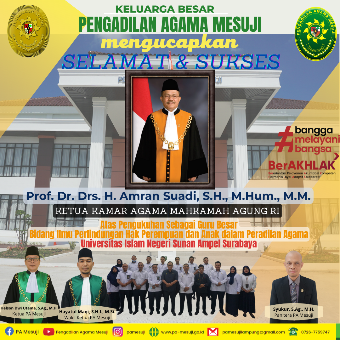 Selamat dan Sukses atas Pengukuhan Guru Besar Bidang Ilmu Perlindungan Hak Perempuan dan Anak dalam Peradilan Agama Universitas Islam Negeri Sunan Ampel Surabaya